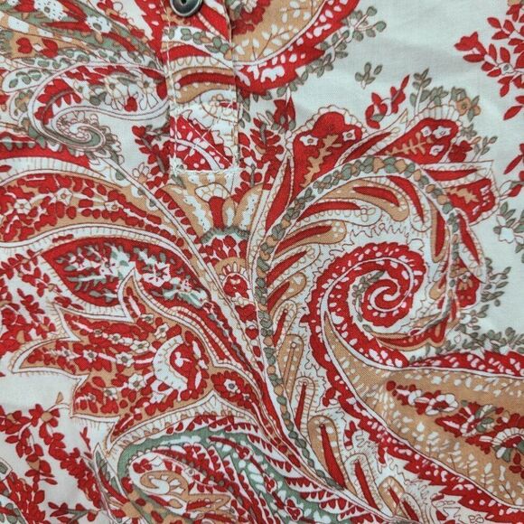 Kendall‎ + Kylie Boho Cropped Paisley Print Top Bell Sleeves Lace Trim Sz XS Red - Picture 4 of 13